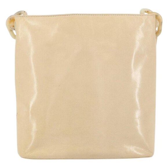 PRADA Chain Shoulder Bag Leather Beige Silver Auth 153137 - Picture 2 of 16